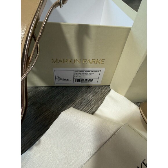 Marion Parke Women's Powder Metallic Kitten Heel Flared Sandal Strappy Size EU38 - Picture 3 of 14